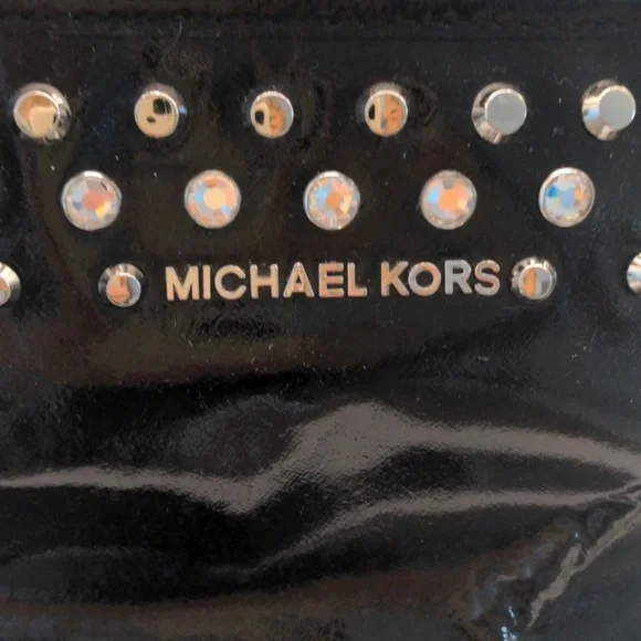 Michael Kors Black Patent Leather Rhinestones Studded Tote good used condition - Picture 6 of 15